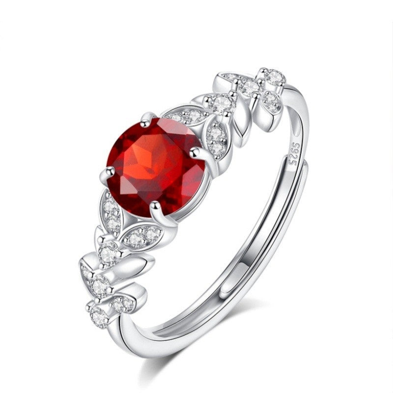 925 Sterling Silver Ring Mount for 6mm Round Gemstone, Adjustable White Gold-plated Minimalist DIY