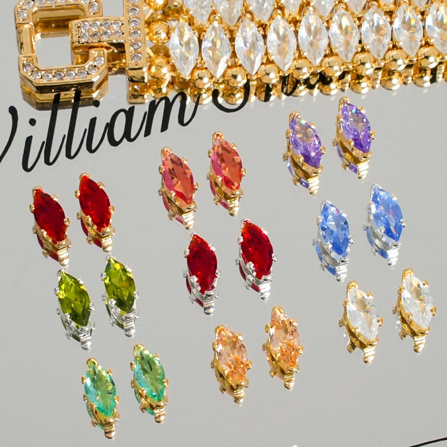 (30pcs)3x6mm 6-prong Gold Base Marquise Prong-Set Zircon Beads