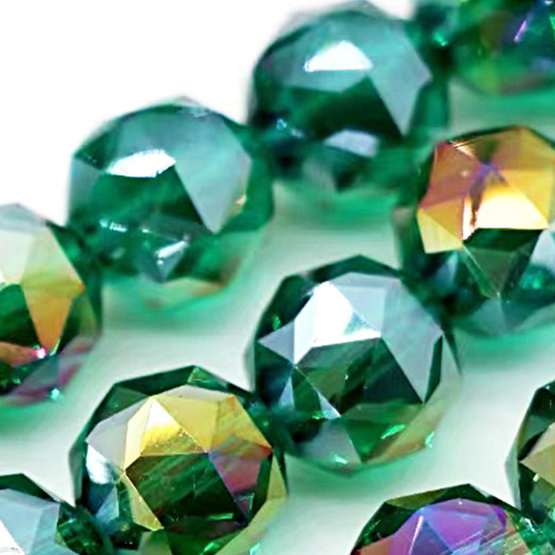 Premium 10mm Round Glossy Glass Beads - Transparent AB Series