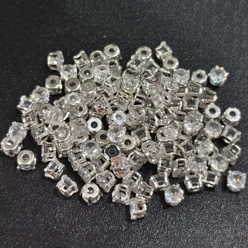 3/4mm 4-prong round zircon beads