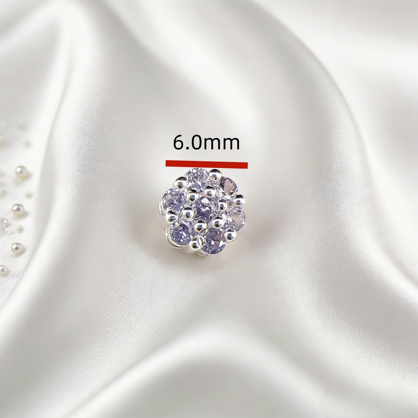 10pcs CZ-Set Flower Circle Spacer Bead