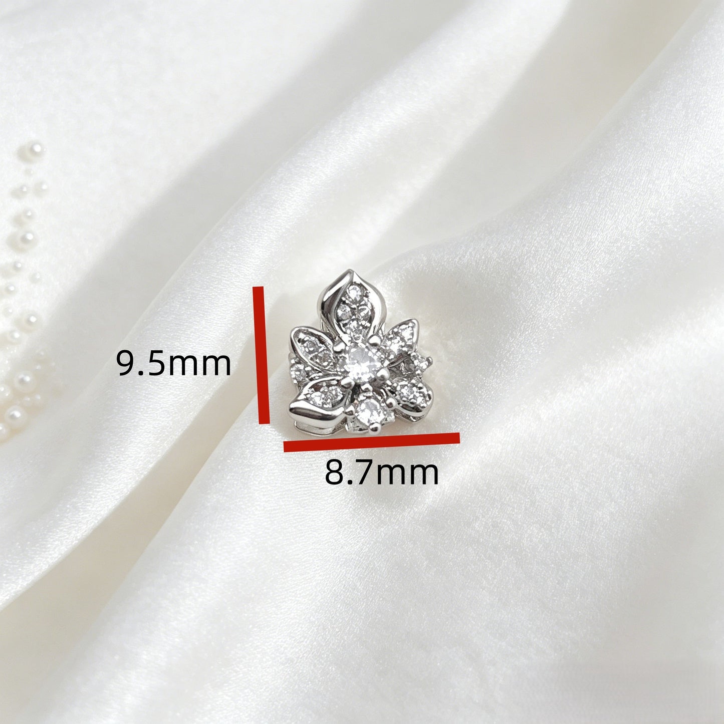 (5pcs)Multi-Row CZ Spacer Bead Micro-Pave Flower