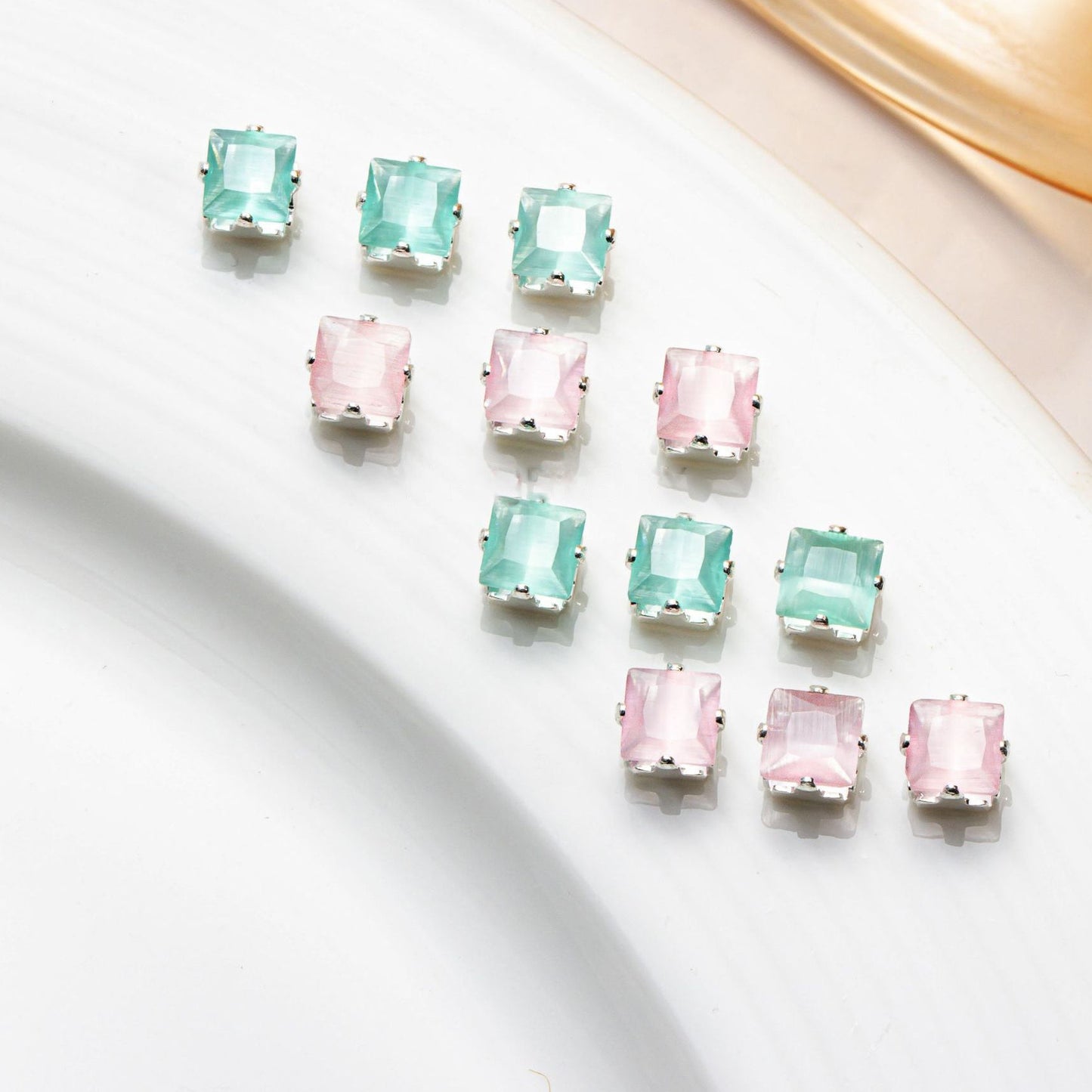 4mm Cat Eye Square Zircon Beads