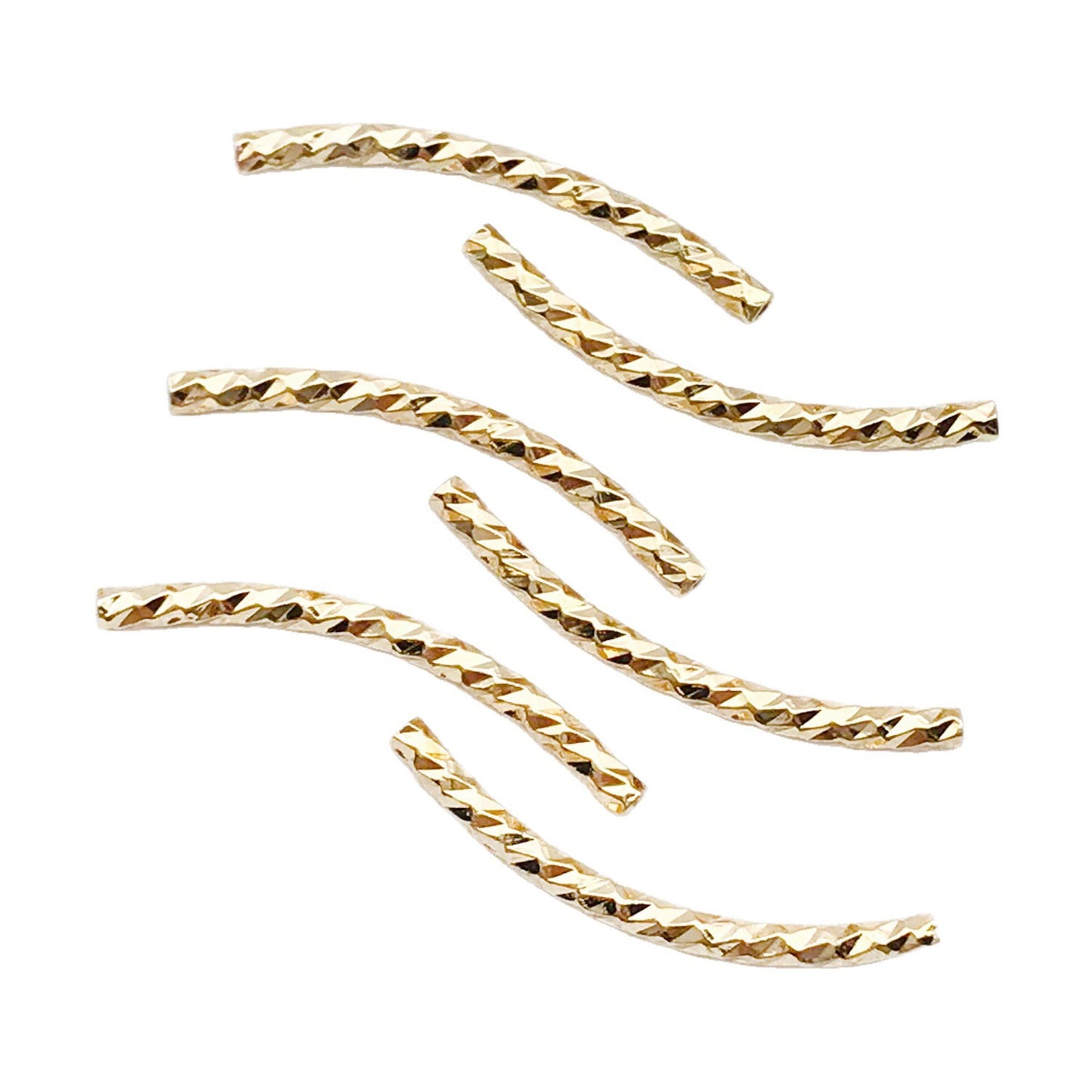 50pcs Plated Curve Shape Textured Curved Tube Bar Beads