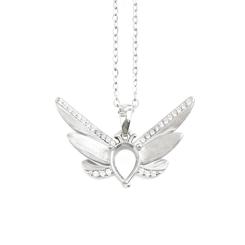 925 Sterling Silver "Firefly" Necklace Mount for 5x7mm Pear Gemstone