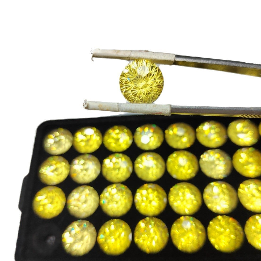 5A 5-10mm Round Firework Cut Loose CZ Stone - 2pcs