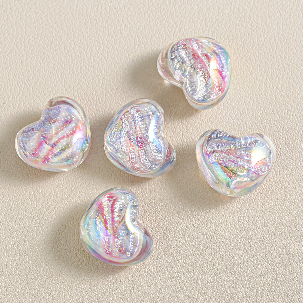 Oil-Painted Heart-shape Beads