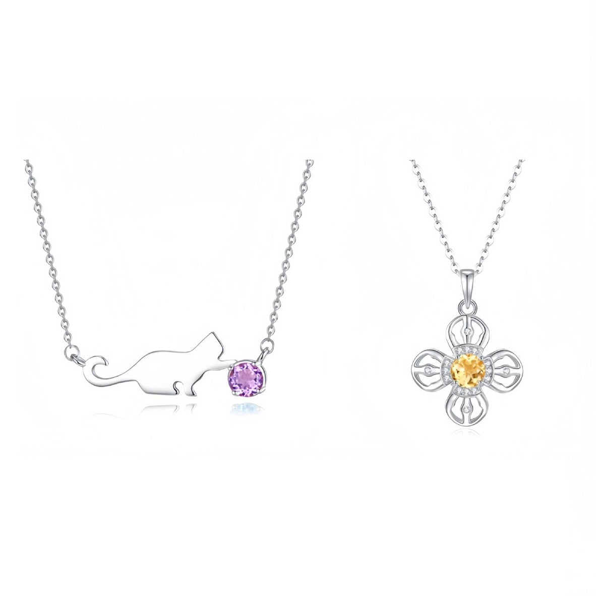 925 Sterling Silver Necklace Pendant Mount for 5mm Round Gemstone, Ins-Style Popular DIY Collarbone Chain