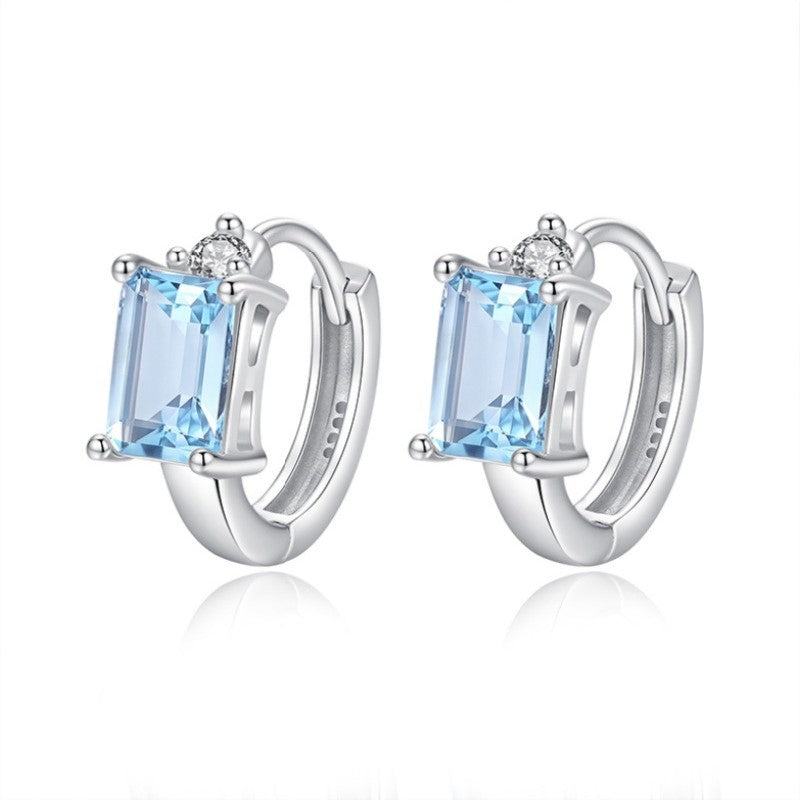 925 Sterling Silver Earrings Mount for 4x6mm Rectangle Gemstone, Minimalist DIY