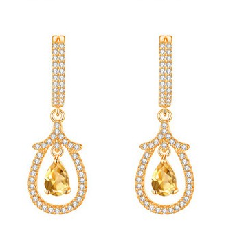 925 Sterling Silver Earrings Mount for 4x6mm Pear Gemstone, Fashion Versatile Full-Paved DIY