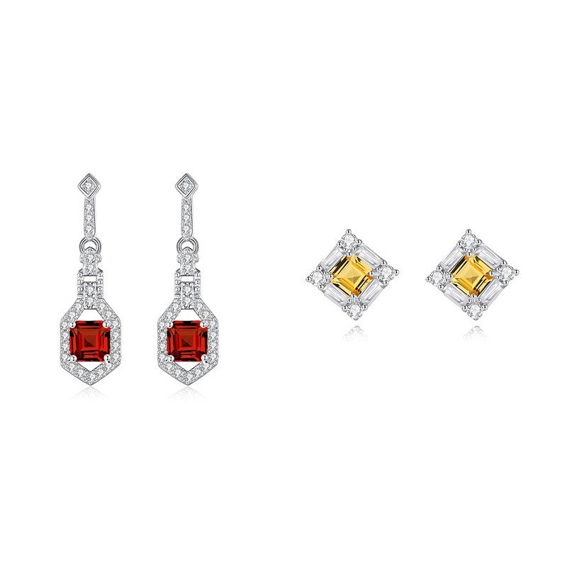925 Sterling Silver Earring Mount for 4mm Square Natural Stone, High-End Versatile DIY