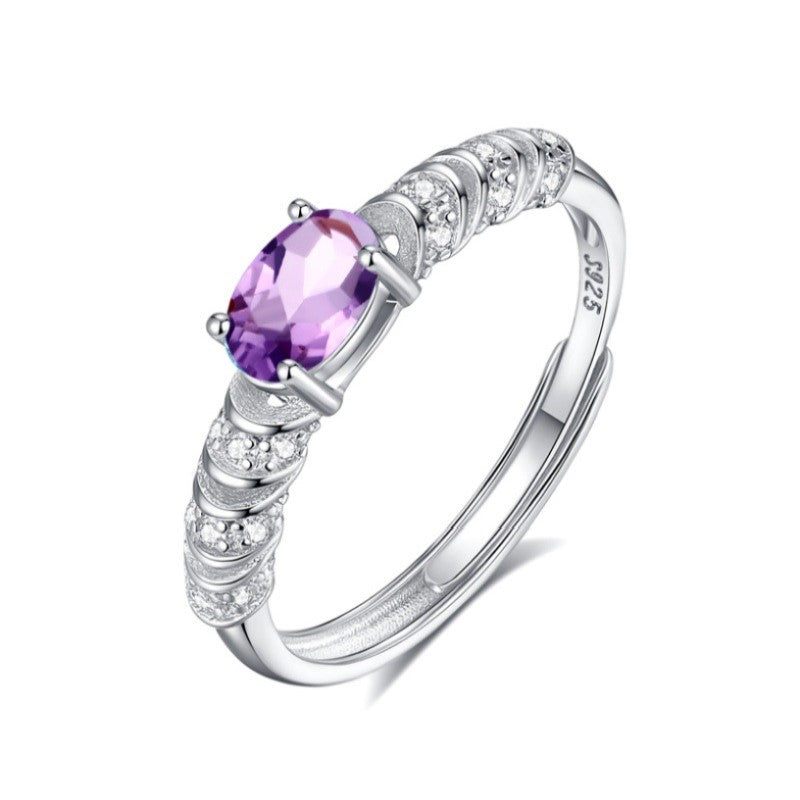 925 Sterling Silver Ring Mount for 4x6mm Oval Gemstone, Simple Adjustable Open Shank