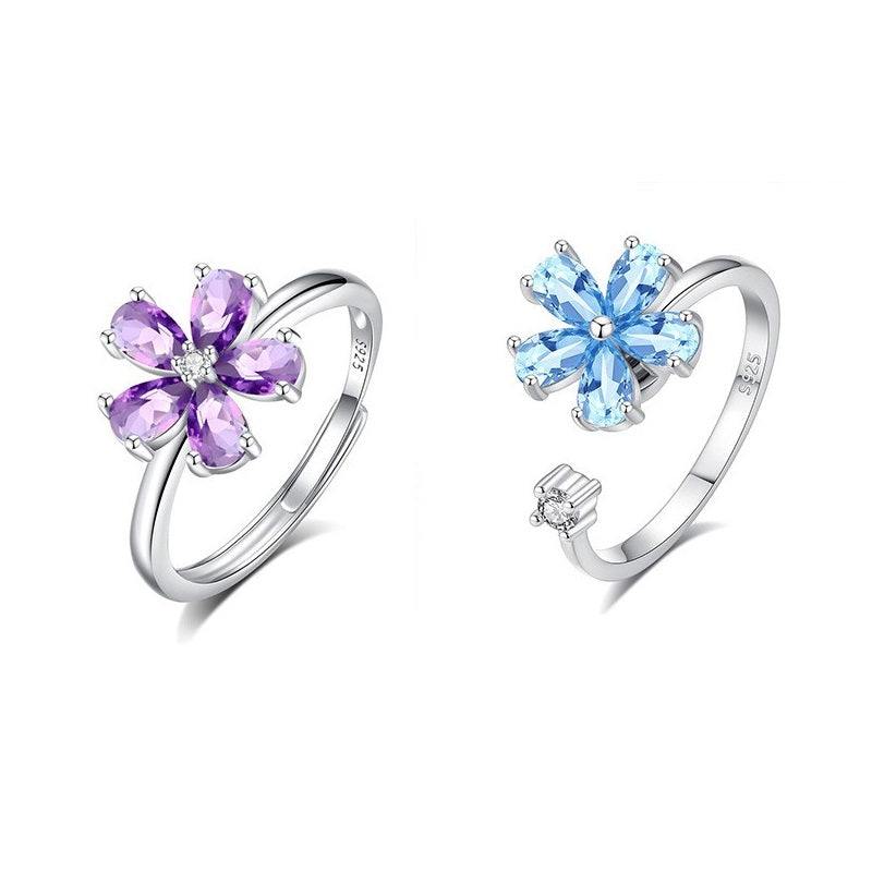 925 Sterling Silver Five-Petal Ring Mount for 3x5mm Pear Gemstone, Simple & Versatile DIY