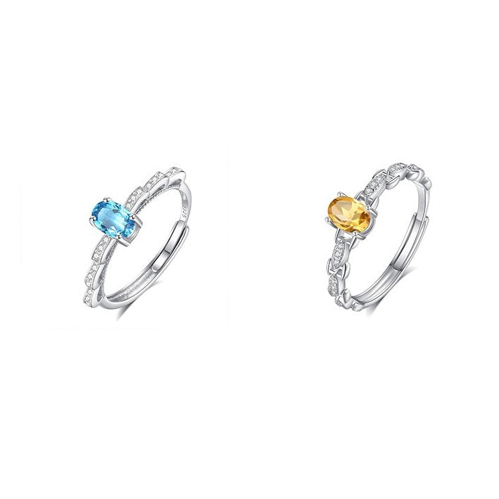 925 Sterling Silver Ring Mount for 4x6mm Oval Gemstone, Korean-Style Luxury DIY Setting