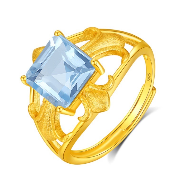 925 Sterling Silver Iris Ring Mount for 8mm Square Gemstone, Fine Brushed Finish