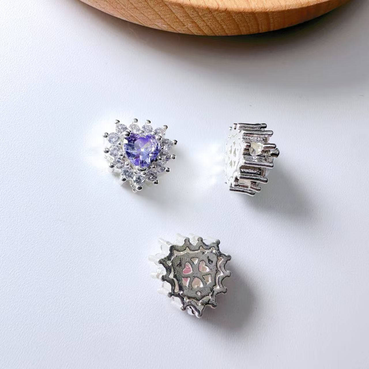 Heart Shape CZ Spacer Bead-10pcs