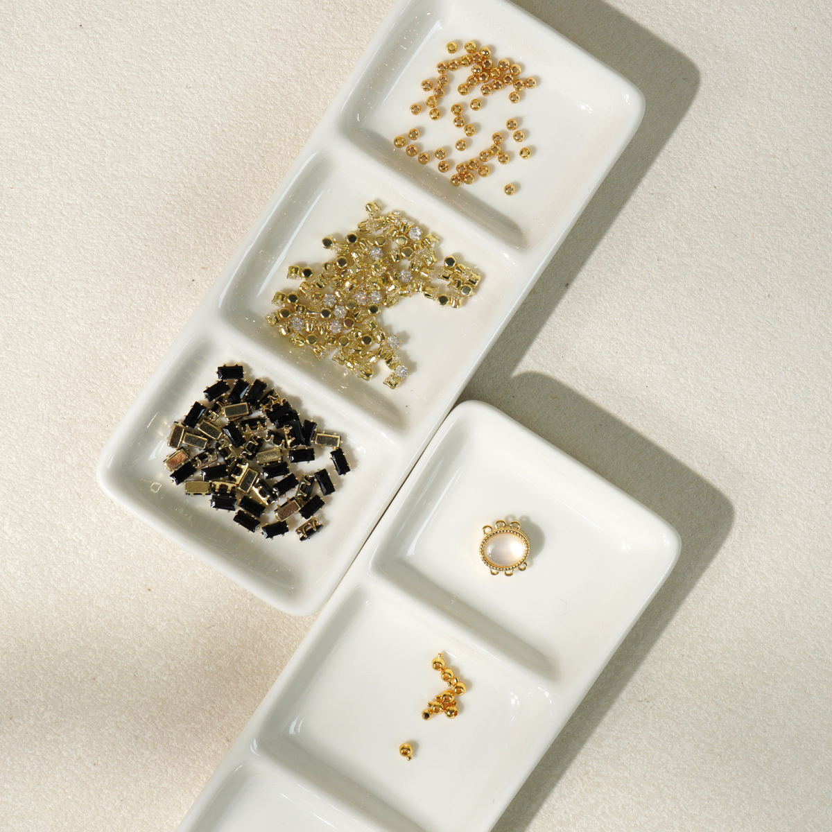 Kit 113 - Black Rectangle & Round CZ Gold Bracelet Making Kit