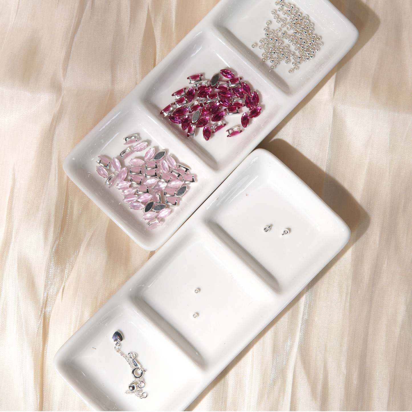 Kit 221 - Bracelet Making Kit(4x8mm Pink Cat Eye)