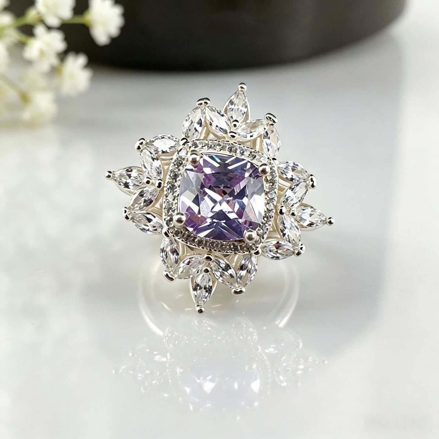 Diamond Sunflower Rose Full CZ Spacer Bead