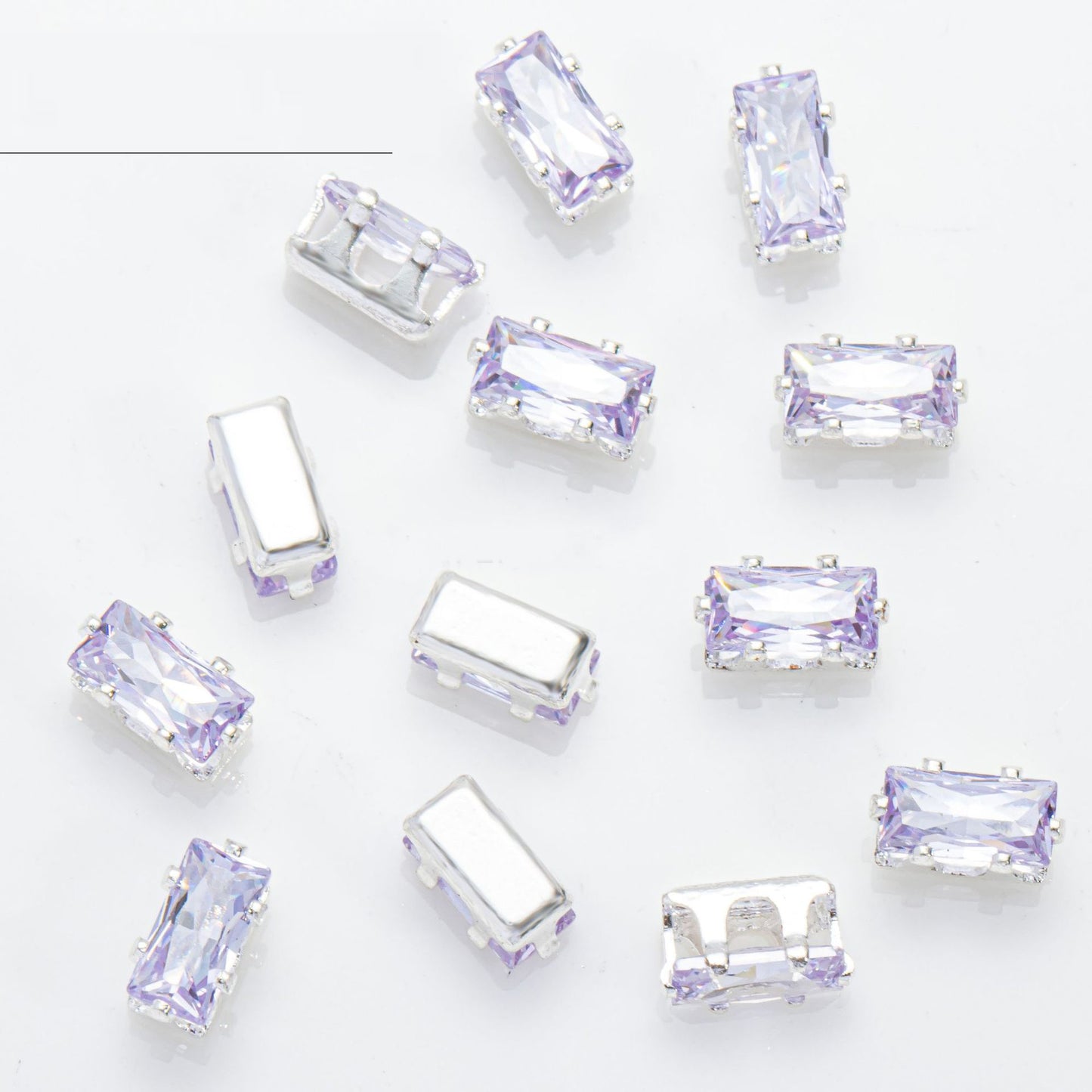(100pcs)3x6mm Rectangle Prong-Set CZ