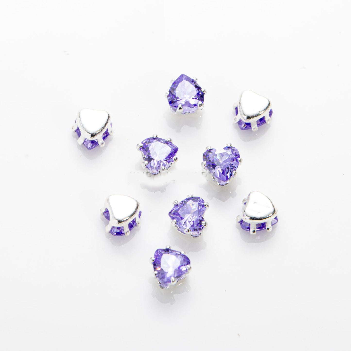 8MM Heart Shape Beads with Silver Base-50pcs