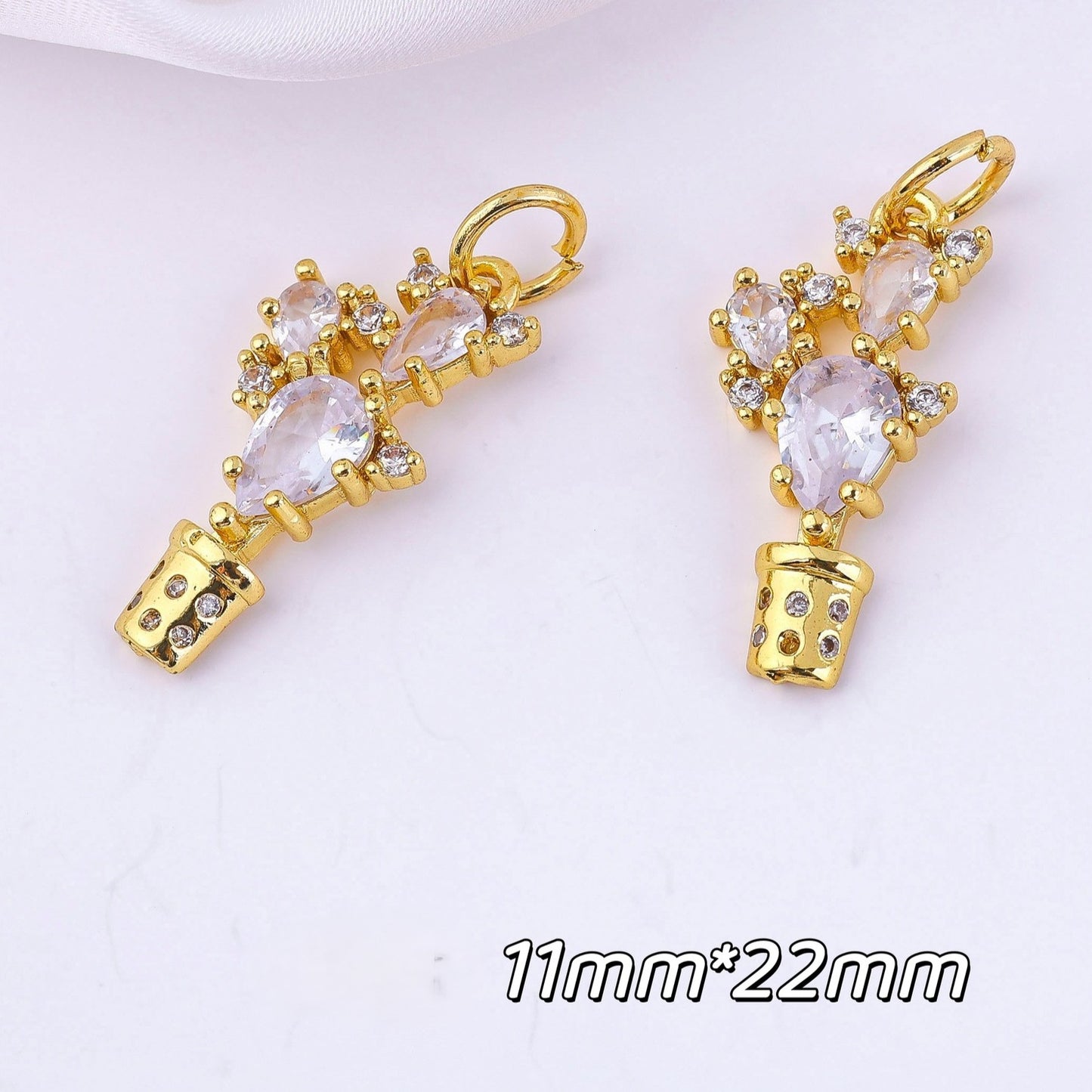 (5pcs)Micro-Set Cubic Zirconia Bowknot Pendants
