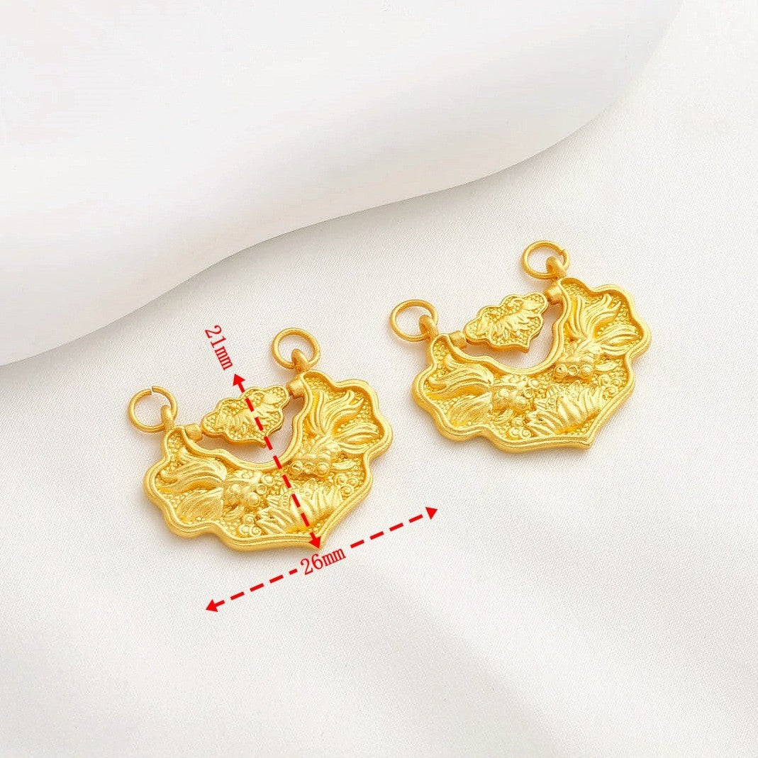 Sand Gold Ruyi Lock Butterlfy Bow Pendant