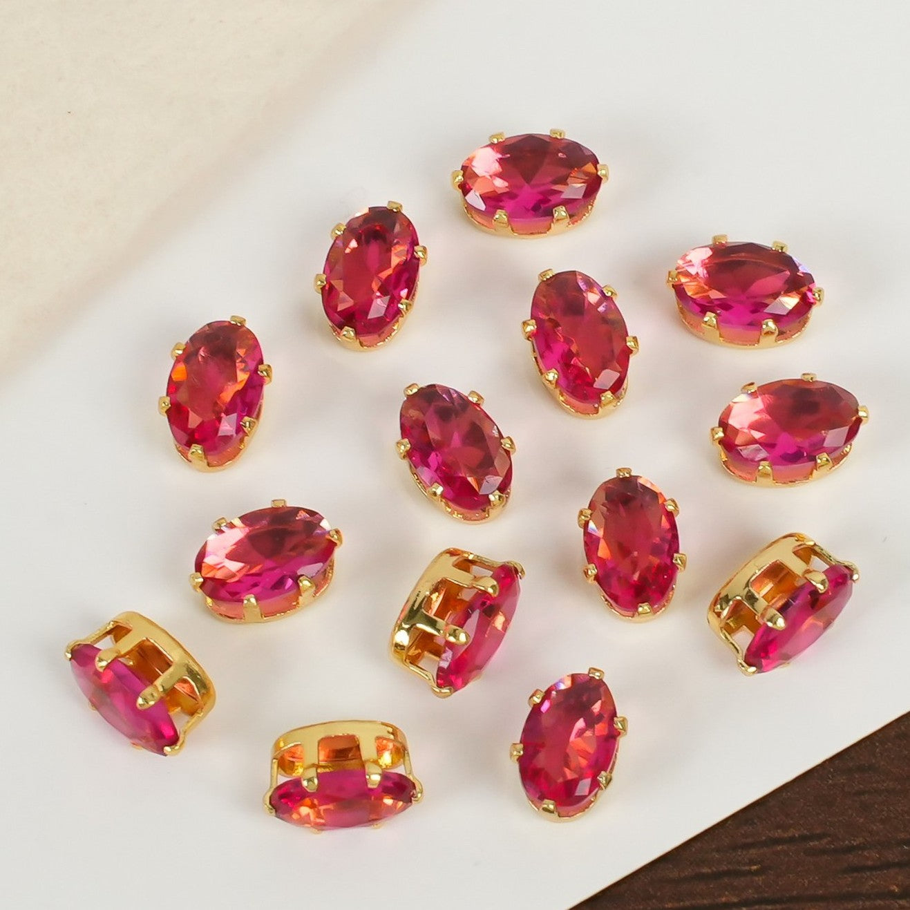 (100pcs)4x6mm Oval Prong-Set CZs - Gold/Silver Base