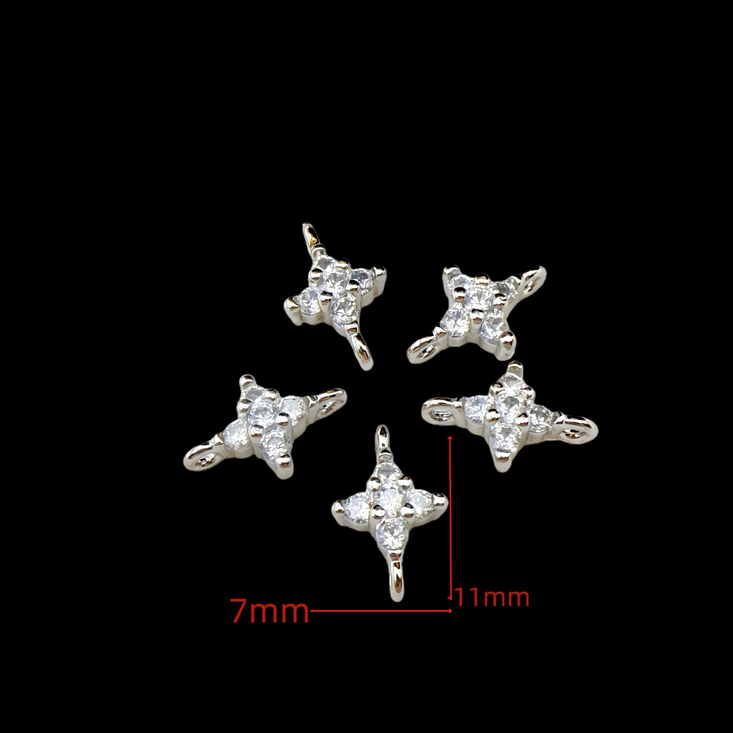 (10pcs)Flower Zircon DIY Double-Row Spacers