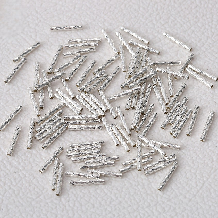 (100pcs)Straight Textured Tube Bar Beads