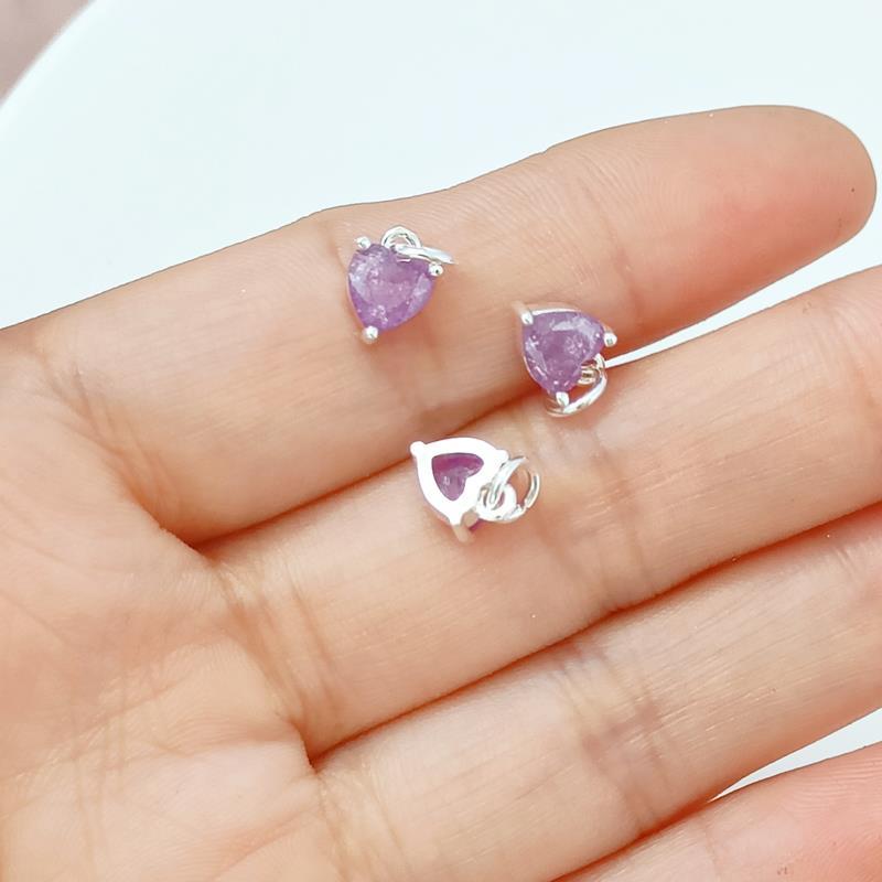 10pcs Micro-Paved CZ Crushed Ice Heart Pendant