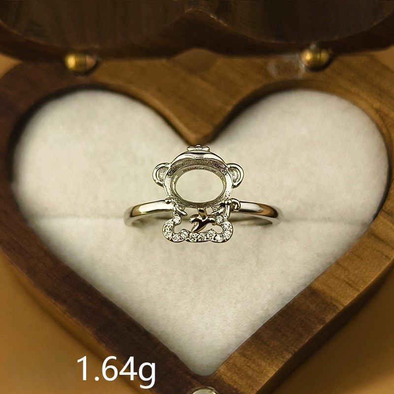 925 Sterling Silver Zodiac Ring Mount for 6x8mm Oval Gemstone, Unset DIY