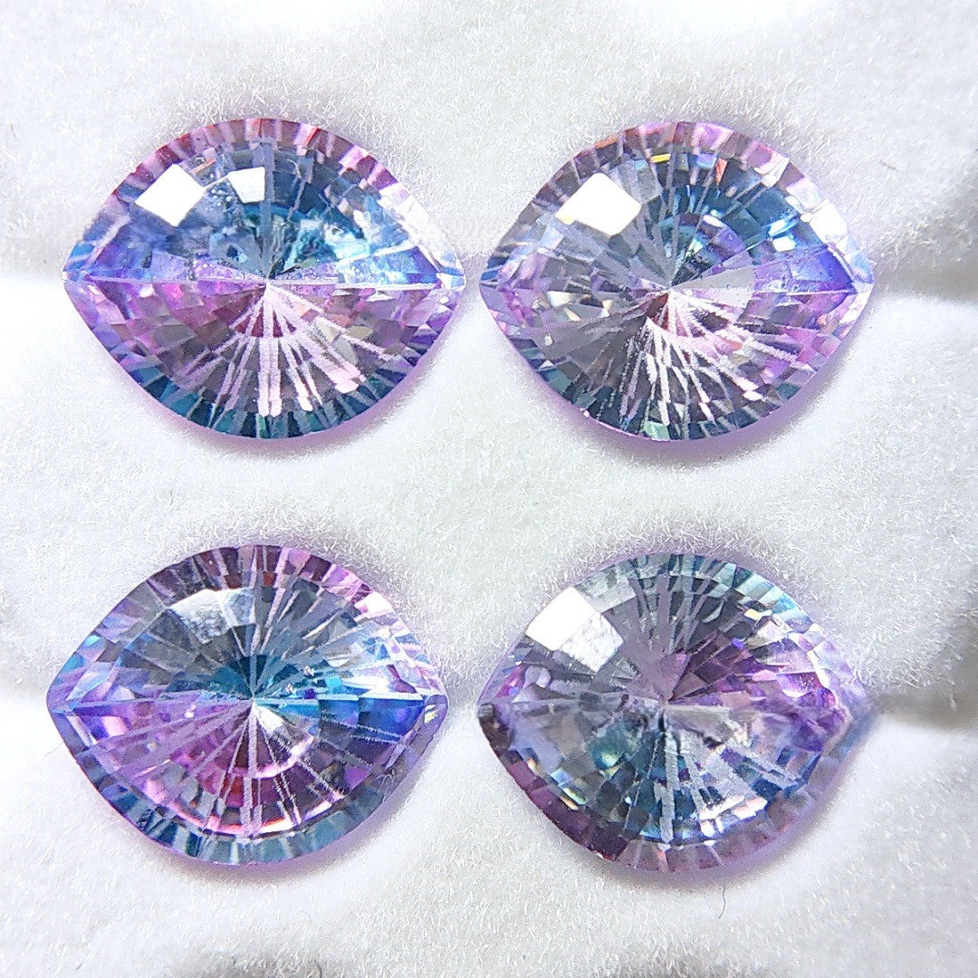 5A 8-10mm Gradient Evil Eye Firework Cut Loose CZ Stone - 1pcs