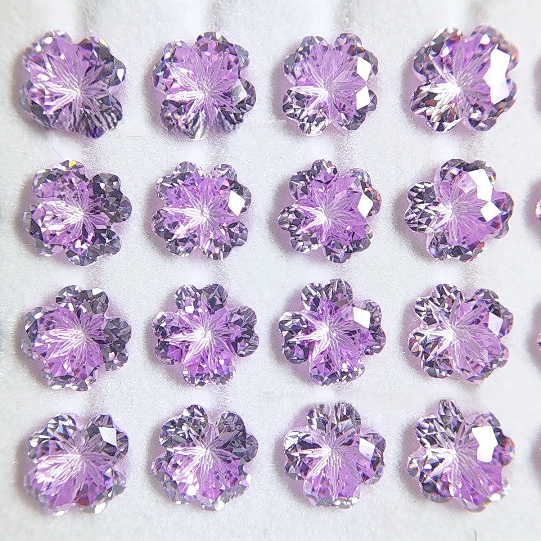 5A 6mm Lucky Clover Sandwich Coated Loose CZ Stone - 2pcs