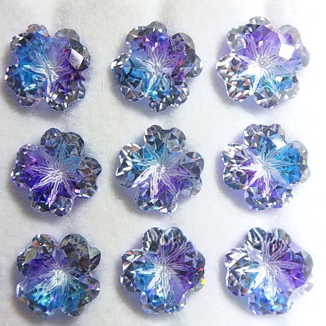 5A 6mm Lucky Clover Coated Loose CZ Stone - 2pcs