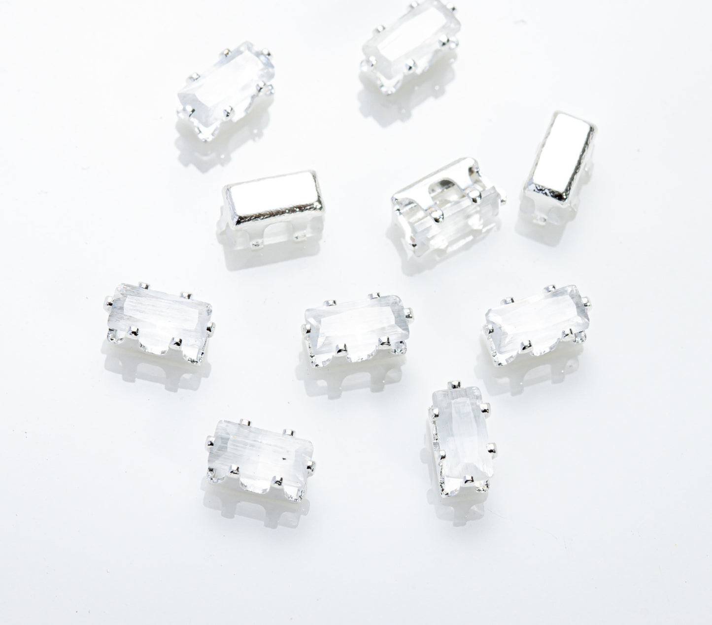 (100pcs)2.5x5mm Cat Eye Rectangle Prong-Set CZ