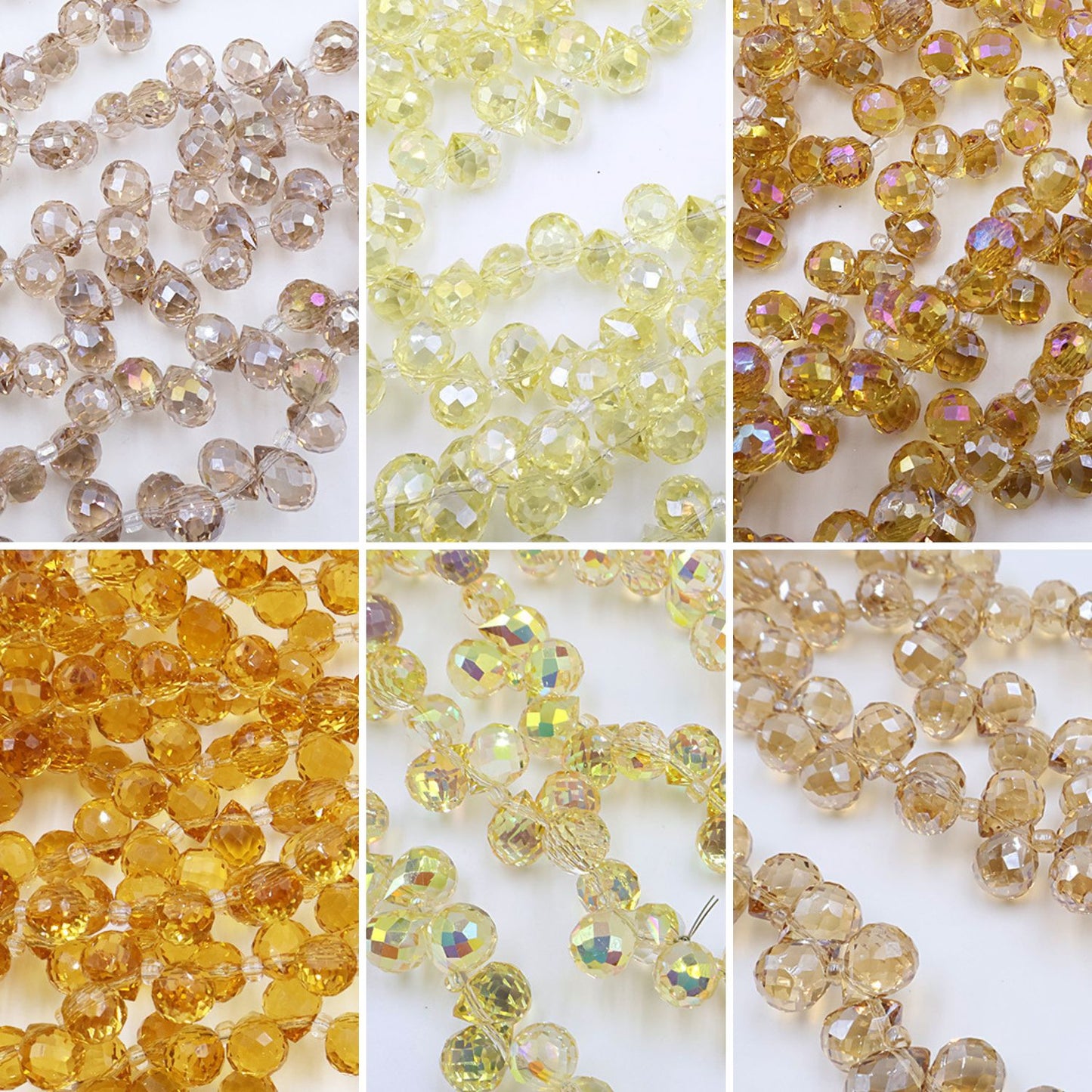 Premium 8MM Teardrop Faceted Beads - Yellow Family