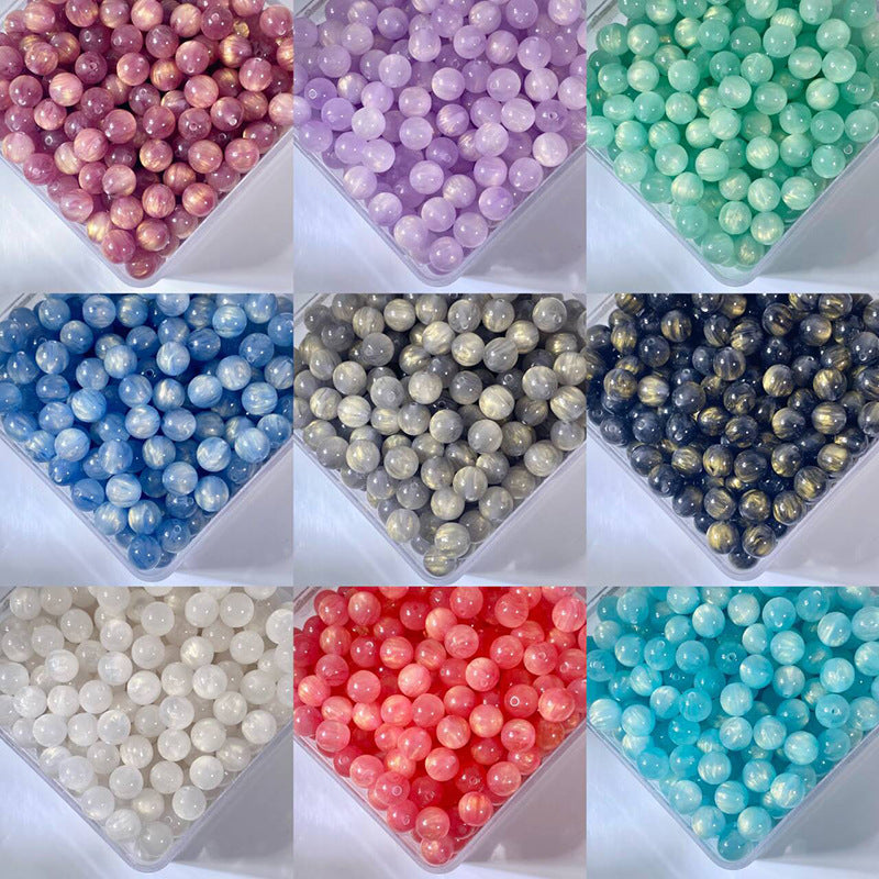 (50pcs)8/10/12/16MM Gilded Resin Beads- Oil-Painted Hues