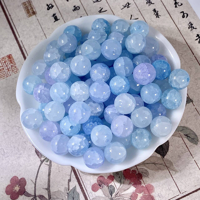 (50pcs)10mm Jade Crackle Glass Beads