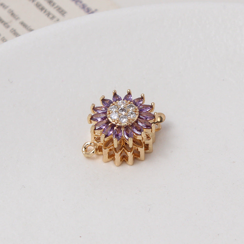 Light Luxury Zircon-Filled Rotatable Four-Leaf Flower