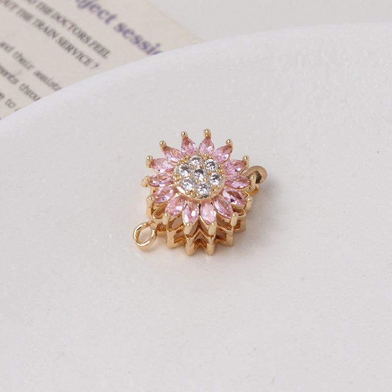 Light Luxury Zircon-Filled Rotatable Four-Leaf Flower