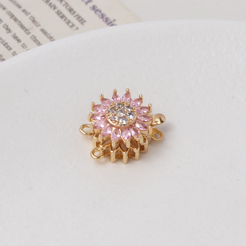 Light Luxury Zircon-Filled Rotatable Four-Leaf Flower