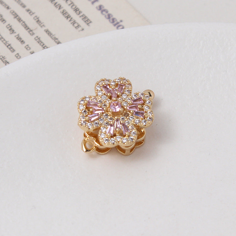 Light Luxury Zircon-Filled Rotatable Four-Leaf Flower