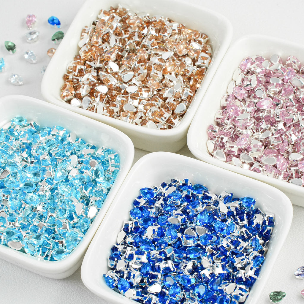 (100pcs)3x5mm Teardrop Prong-Set CZ