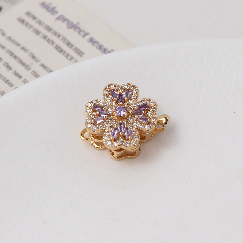 Light Luxury Zircon-Filled Rotatable Four-Leaf Flower