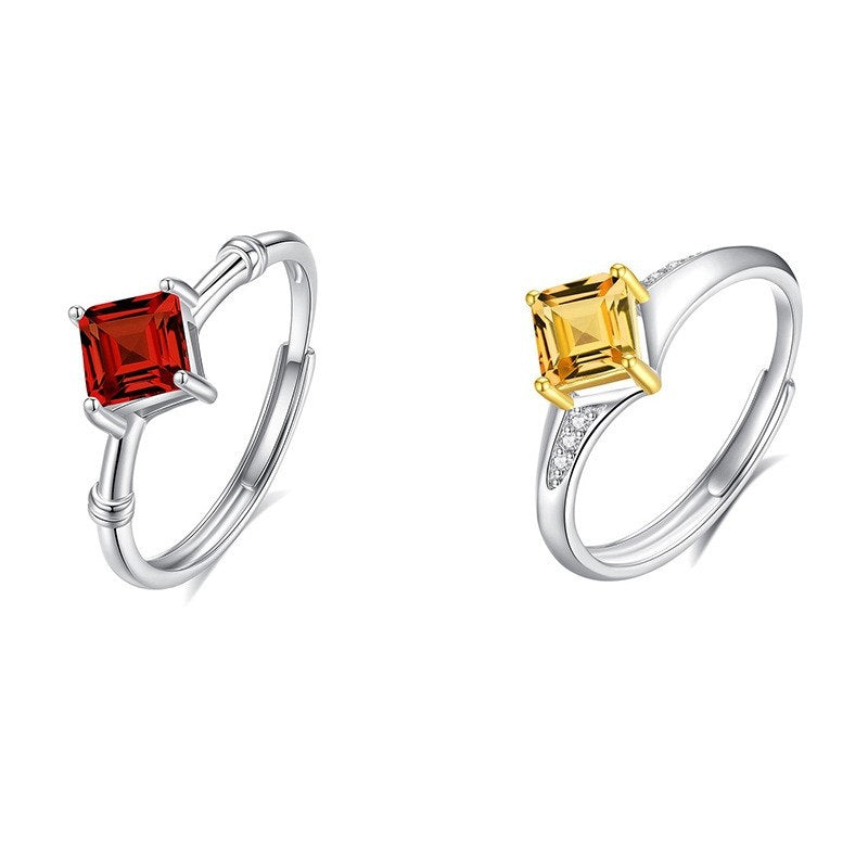 925 Sterling Silver Ring Mount for 5mm Square Gemstone, Unset Minimalist Luxury DIY