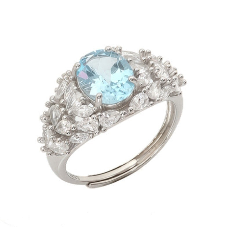 925 Sterling Silver Ring Mount for 7x9mm Oval Gemstone, Full-Paved Luxury DIY