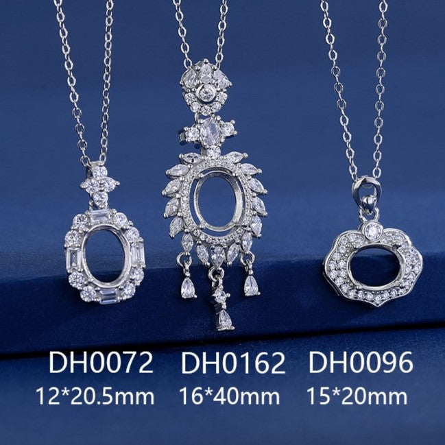 925 Sterling Silver Pendant Mount for 7x9mm Oval Gemstone, Minimalist Luxury DIY Collarbone Chain