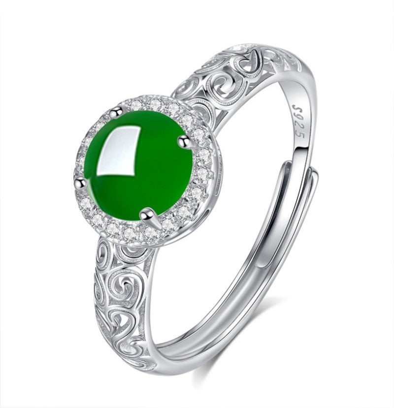 925 Sterling Silver Ring Mount for 6mm Round Gemstone, Adjustable White Gold-plated Minimalist DIY