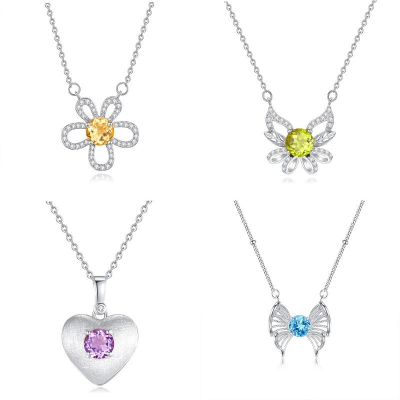 925 Sterling Silver Necklace Mount for 6mm Round Gemstone, Original Design DIY Collarbone Chain